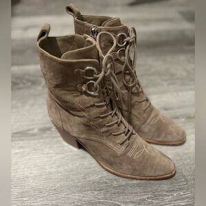 Suede lace up ankle boots